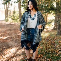 Chevron Stripe Poncho