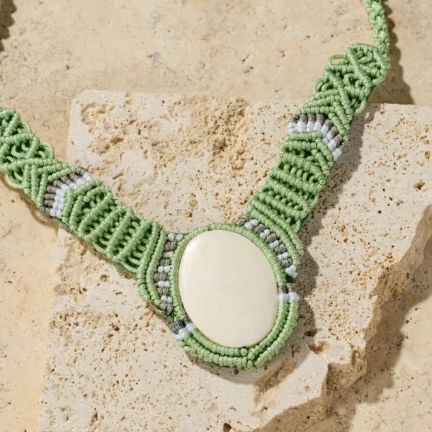 Chhaya Macrame and Bone Necklace