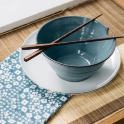 Chopsticks & Blue Bowl Set