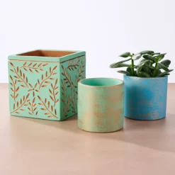 Chota Terracotta Mini Planter - Light Blue