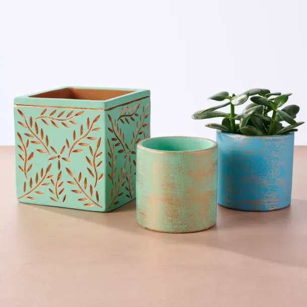 Chota Terracotta Mini Planter - Light Blue