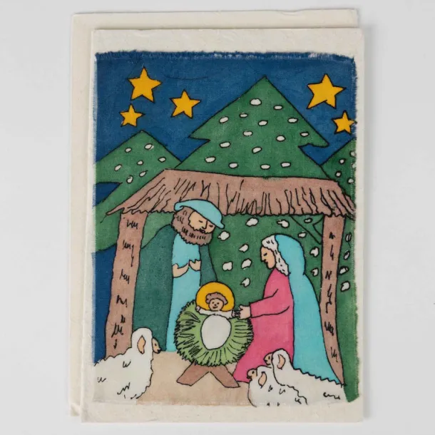 Christmas Cards - Nativity & Trees - Set of 4