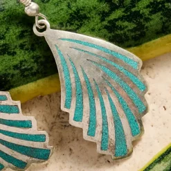 Cila Turquoise & Metal Dangle Wing Earrings