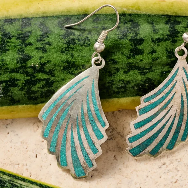 Cila Turquoise & Metal Dangle Wing Earrings