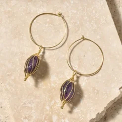 Clarity Amethyst Hoop Earrings