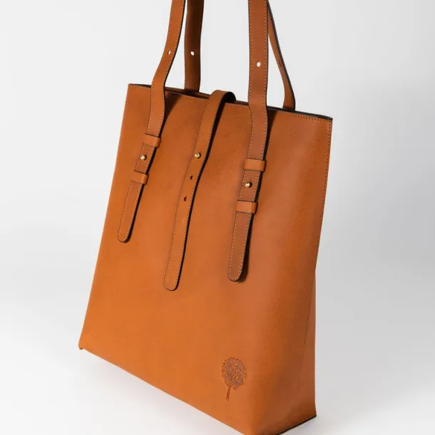 Cognac Eco-Leather Shoulder Bag