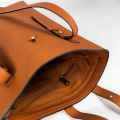 Cognac Eco-Leather Shoulder Bag