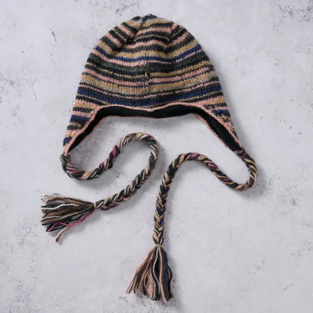Colorful Stripes Wool Hat - Braid Ties