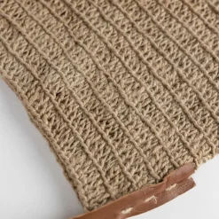 Crochet Jute Shoulder Bag - Leather Strap