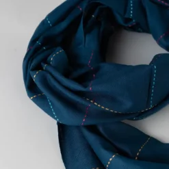 Deep Blue Kantha Stitch Scarf