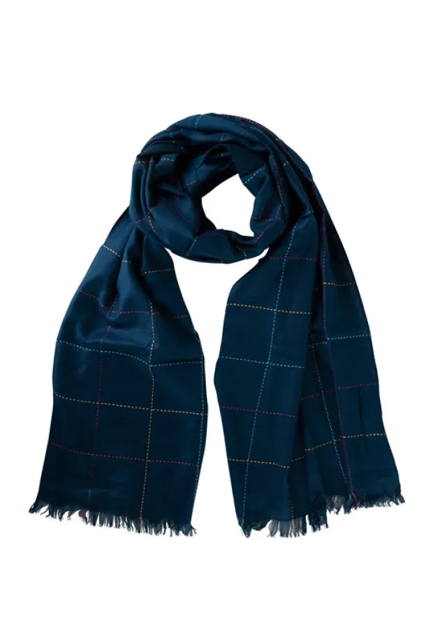 Deep Blue Kantha Stitch Scarf