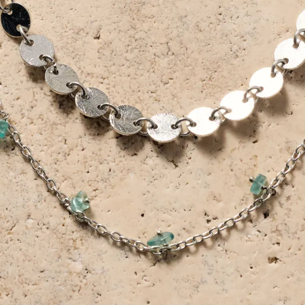 Dohara Disc and Stone Necklace