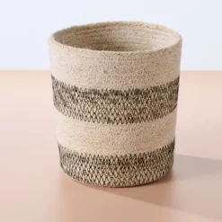 Dorakata Stitched Jute Basket - 6.5"H