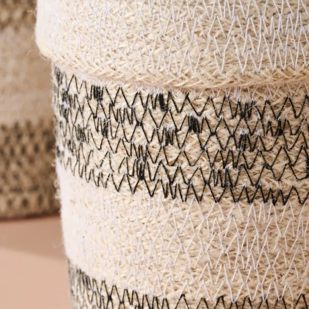 Dorakata Stitched Jute Basket - 5.5"H