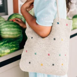 Dotted Jute Shoulder Bag