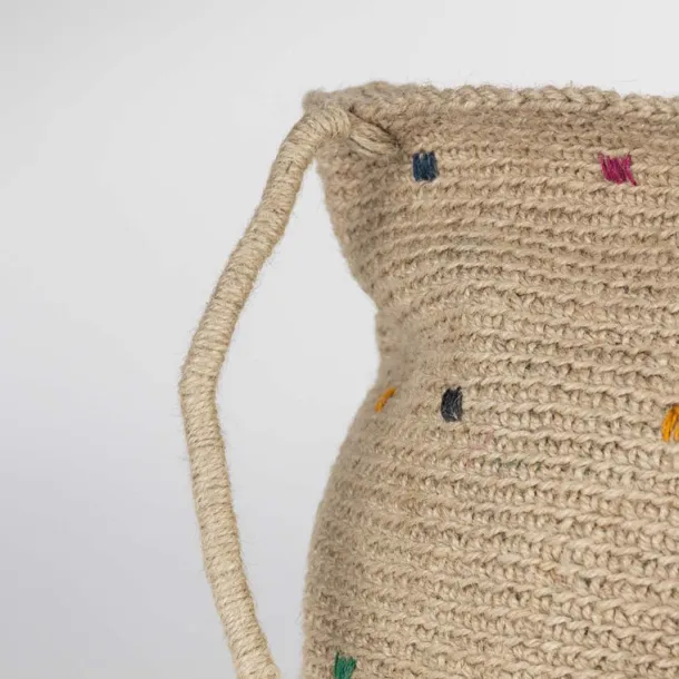 Dotted Jute Shoulder Bag