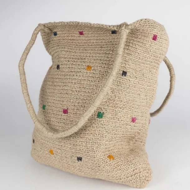 Dotted Jute Shoulder Bag