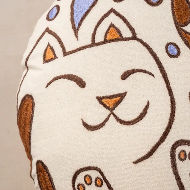 Embroidered Cat Pillow