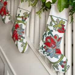 Embroidered Floral Christmas Stocking