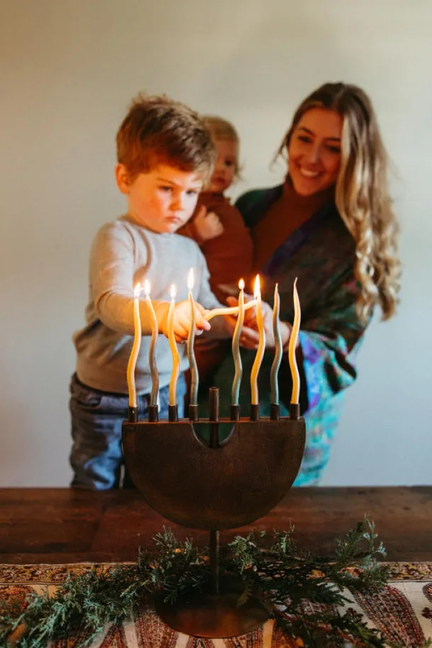 Engraved Iron Menorah