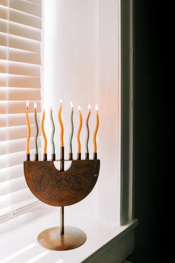 Engraved Iron Menorah