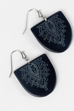 Etched Medallion Tagua Earrings