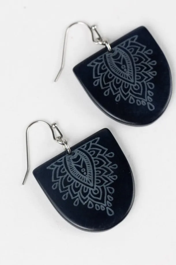 Etched Medallion Tagua Earrings