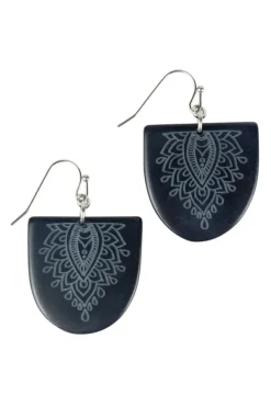 Etched Medallion Tagua Earrings