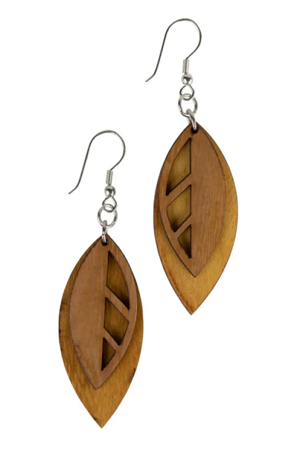 Falling Leaves Wood Earrings
