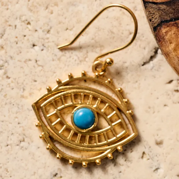 Firoza Evil Eye Dangle Earrings