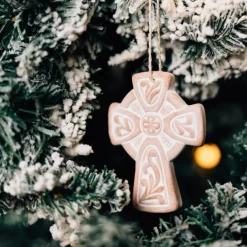Fleurish Terracotta Celtic Cross Ornament