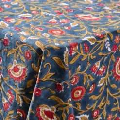 Floral Blooms Blue Tablecloth