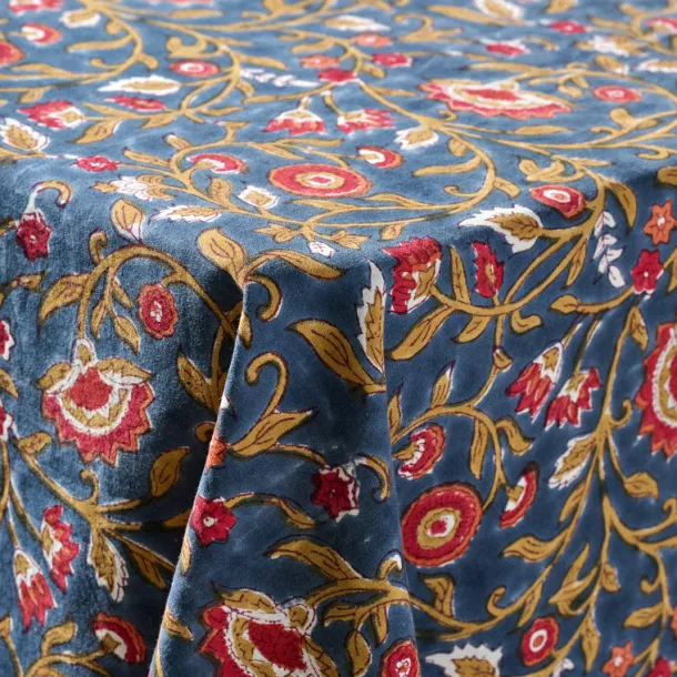 Floral Blooms Blue Tablecloth