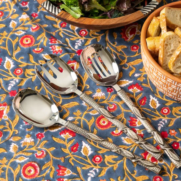 Floral Blooms Blue Tablecloth