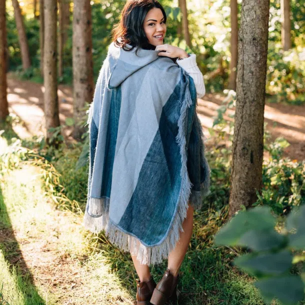 Frozen Pines Hooded Poncho