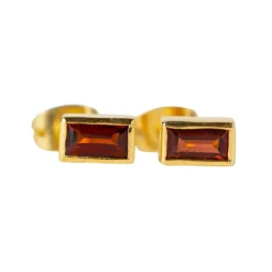 Garnet Gold Baguette Earrings