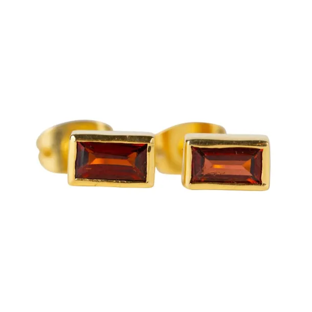 Garnet Gold Baguette Earrings