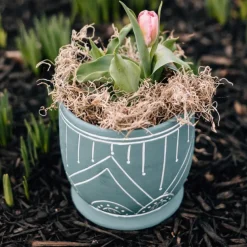 Geo Teal Terracotta Planter