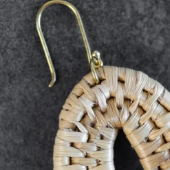Ghamsa Natural Woven Grass Hoop Earrings