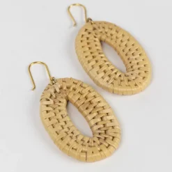 Ghamsa Natural Woven Grass Hoop Earrings