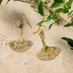Ginkgo Leaf Dangle Earrings
