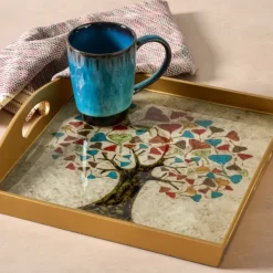 Ginkgo Tree Reverse Painted Tray