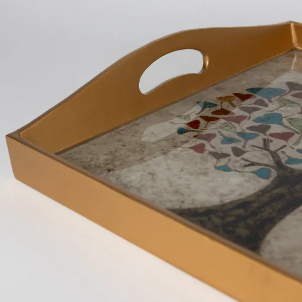 Ginkgo Tree Reverse Painted Tray