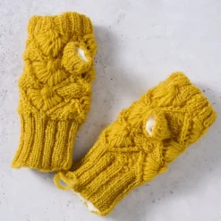 Golden Light Knit Wrist Warmers