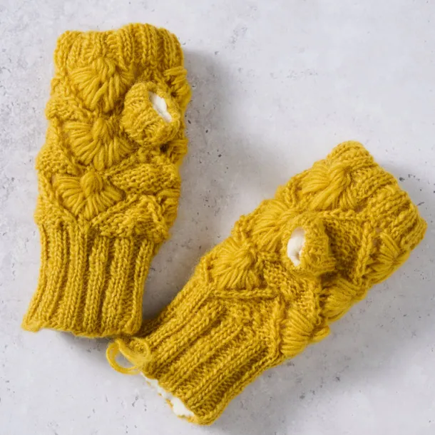 Golden Light Knit Wrist Warmers