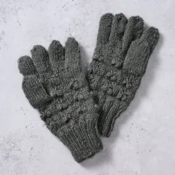 Gray Knobby Wool Gloves