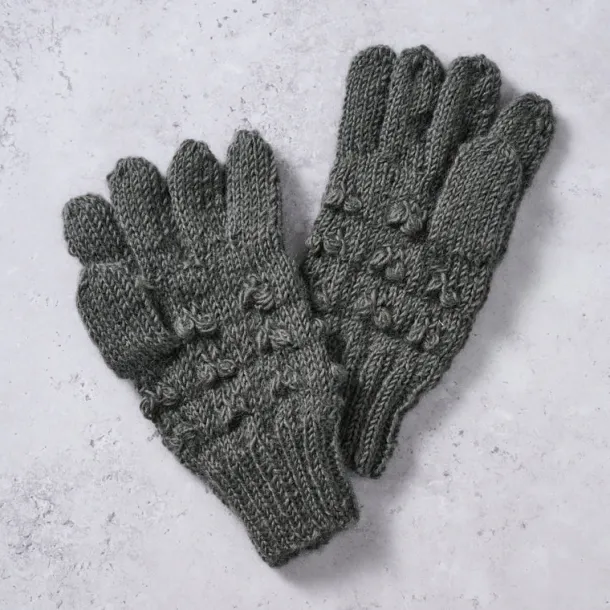 Gray Knobby Wool Gloves
