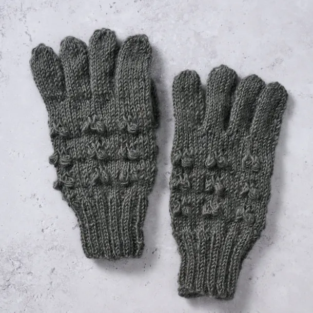 Gray Knobby Wool Gloves
