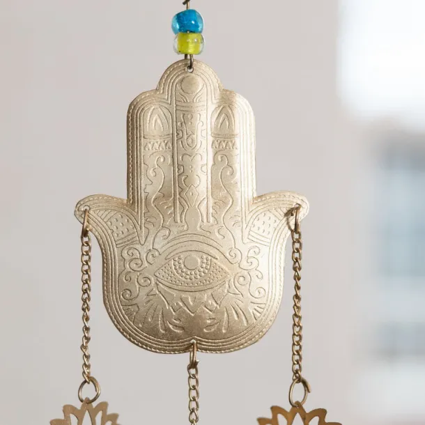 Hema Hamsa Recycled Iron & Glass Chime