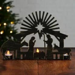 Iron Nativity Candleholder